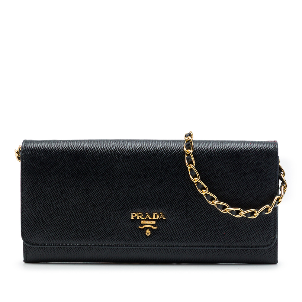 Pre-Loved Prada Saffiano Lux Wallet On Chain